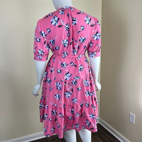 Draper James Women's Size 2X Pink Floral Button Front Tiered Midi Dress Preppy - Picture 8 of 14
